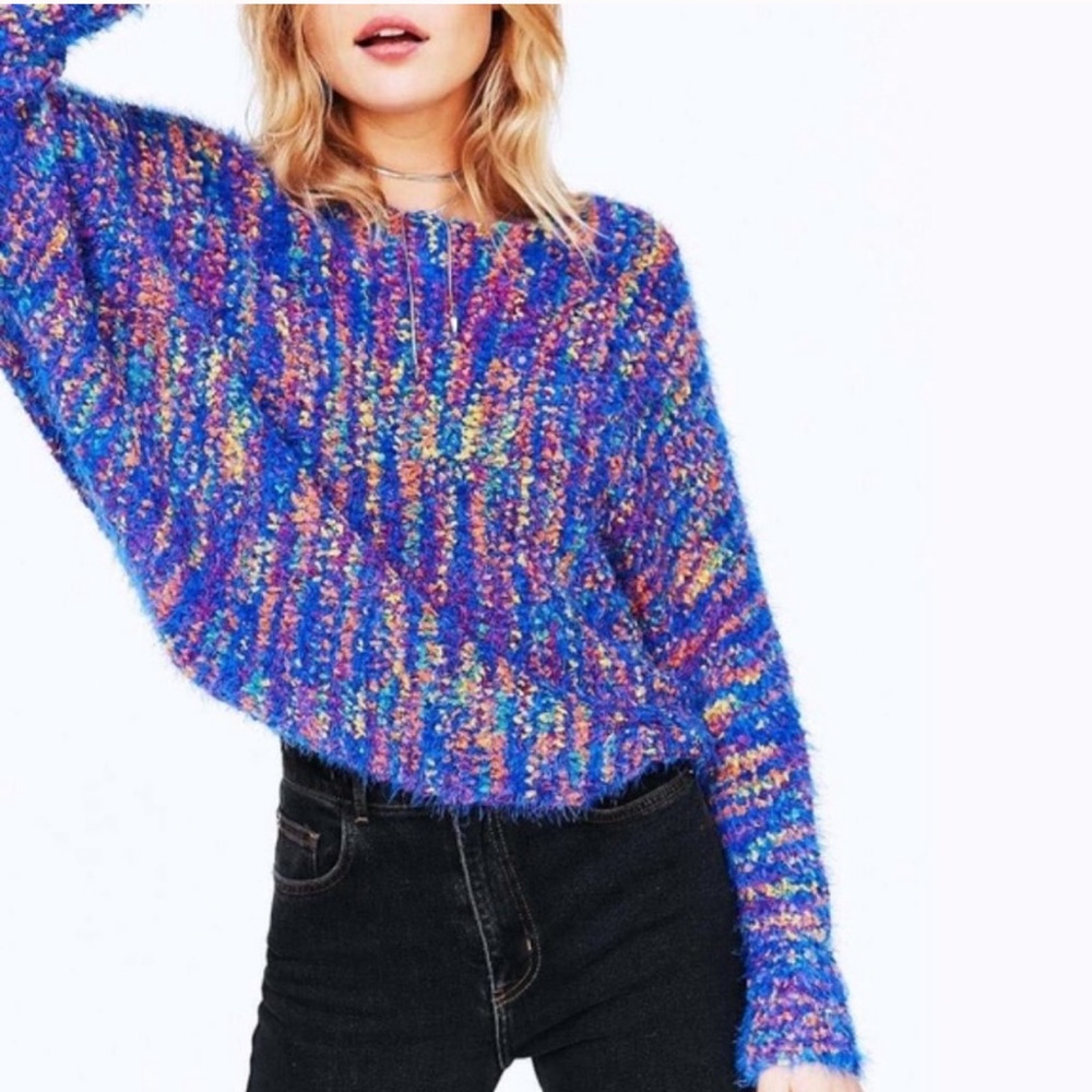 UO Ecote Fuzzy Confetti Shag Sweater
